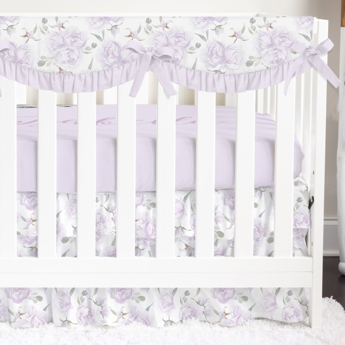 Lovely Lavender Scalloped Crib Bedding - gender_girl, Lovely Lavender, text