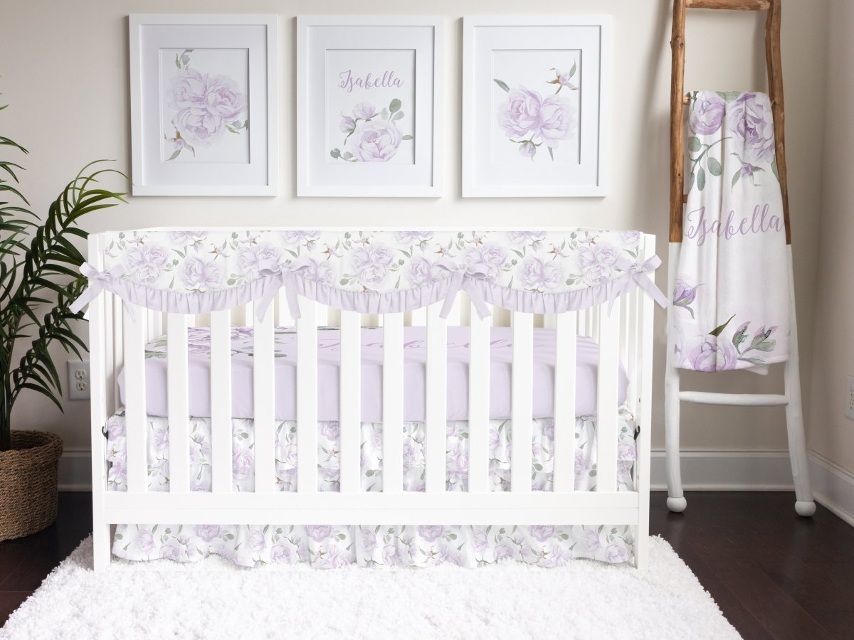 Lovely Lavender Scalloped Crib Rail Guards - gender_girl, Lovely Lavender, Theme_Floral