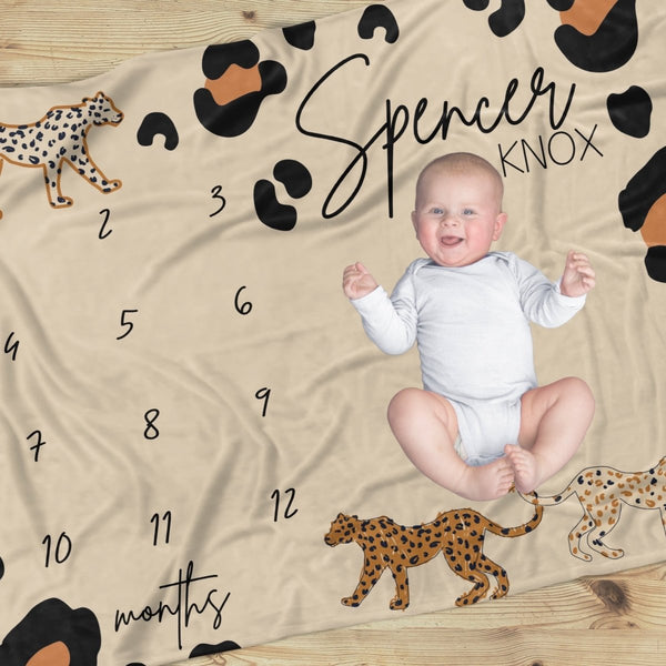 Luxe Leopard Milestone Minky Blanket - gender_boy, gender_neutral, Luxe Leopard