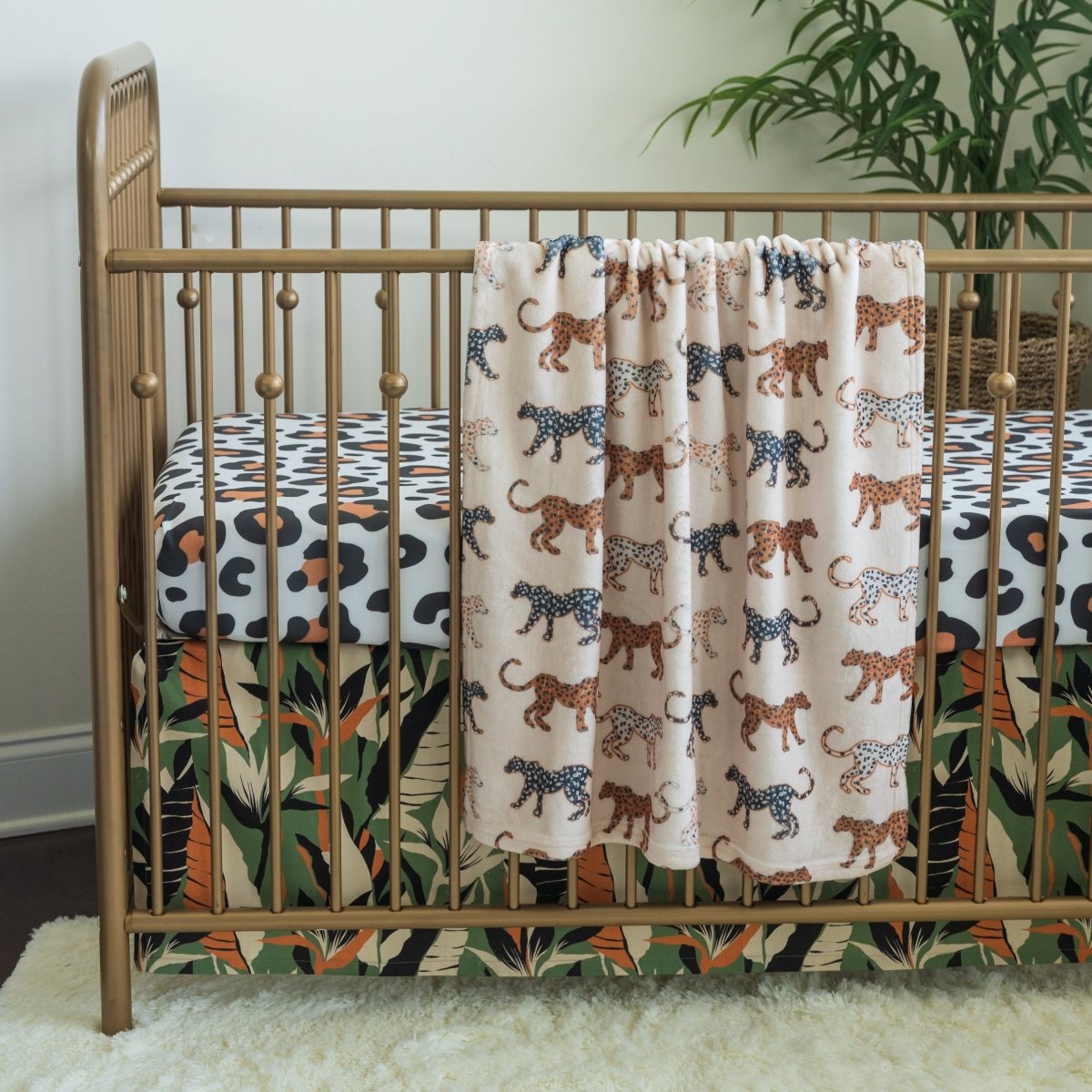 Luxe Leopard Palm Crib Bedding - gender_boy, gender_girl, gender_neutral