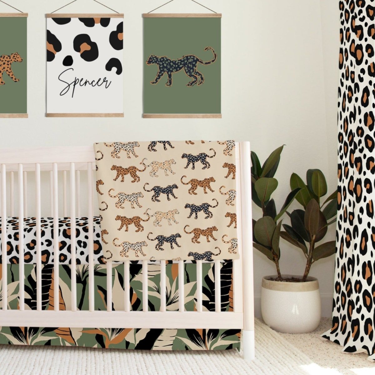 Luxe Leopard Palm Crib Skirt - gender_boy, gender_neutral, Luxe Leopard
