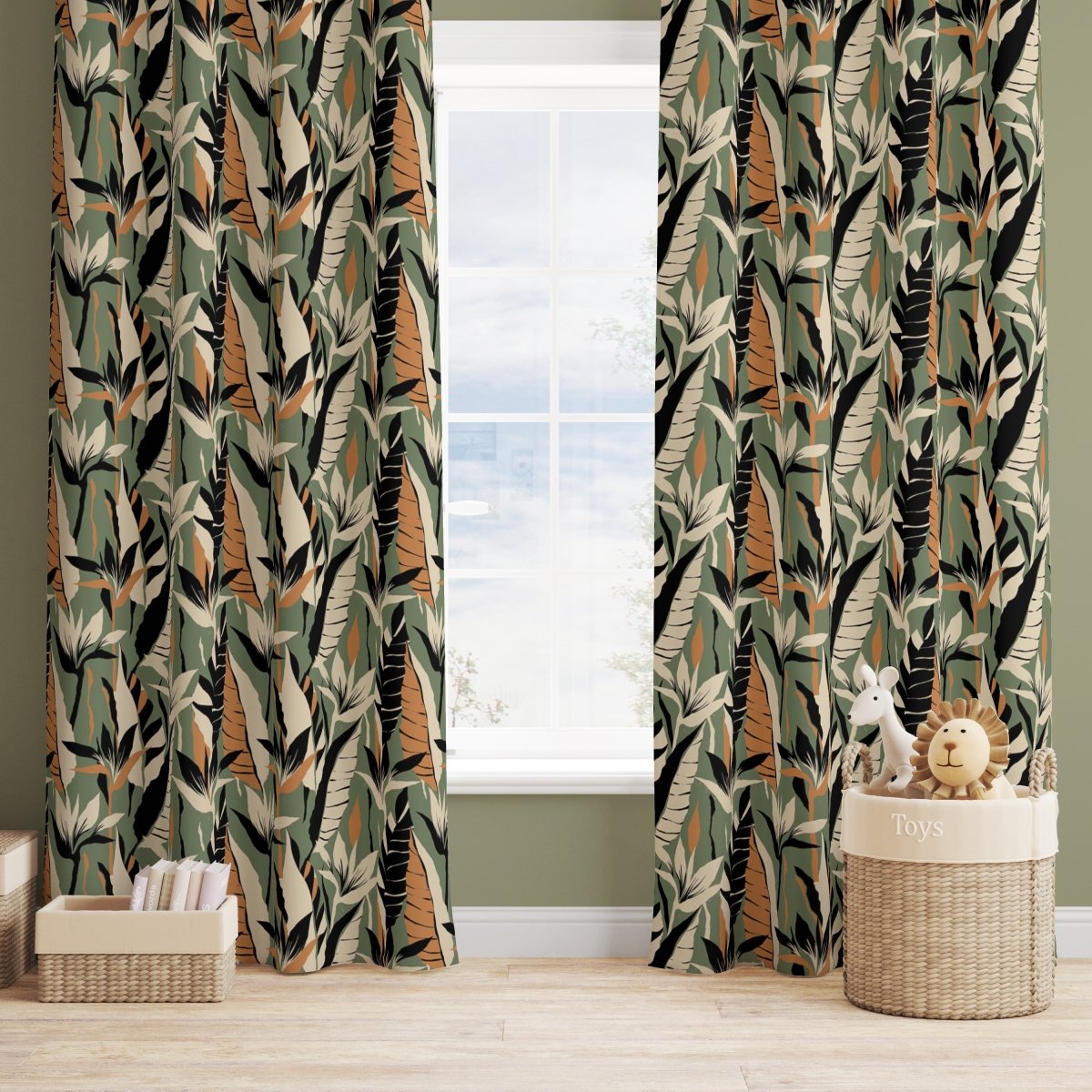 Luxe Leopard Palm Curtain Panel - gender_boy, gender_neutral, Luxe Leopard