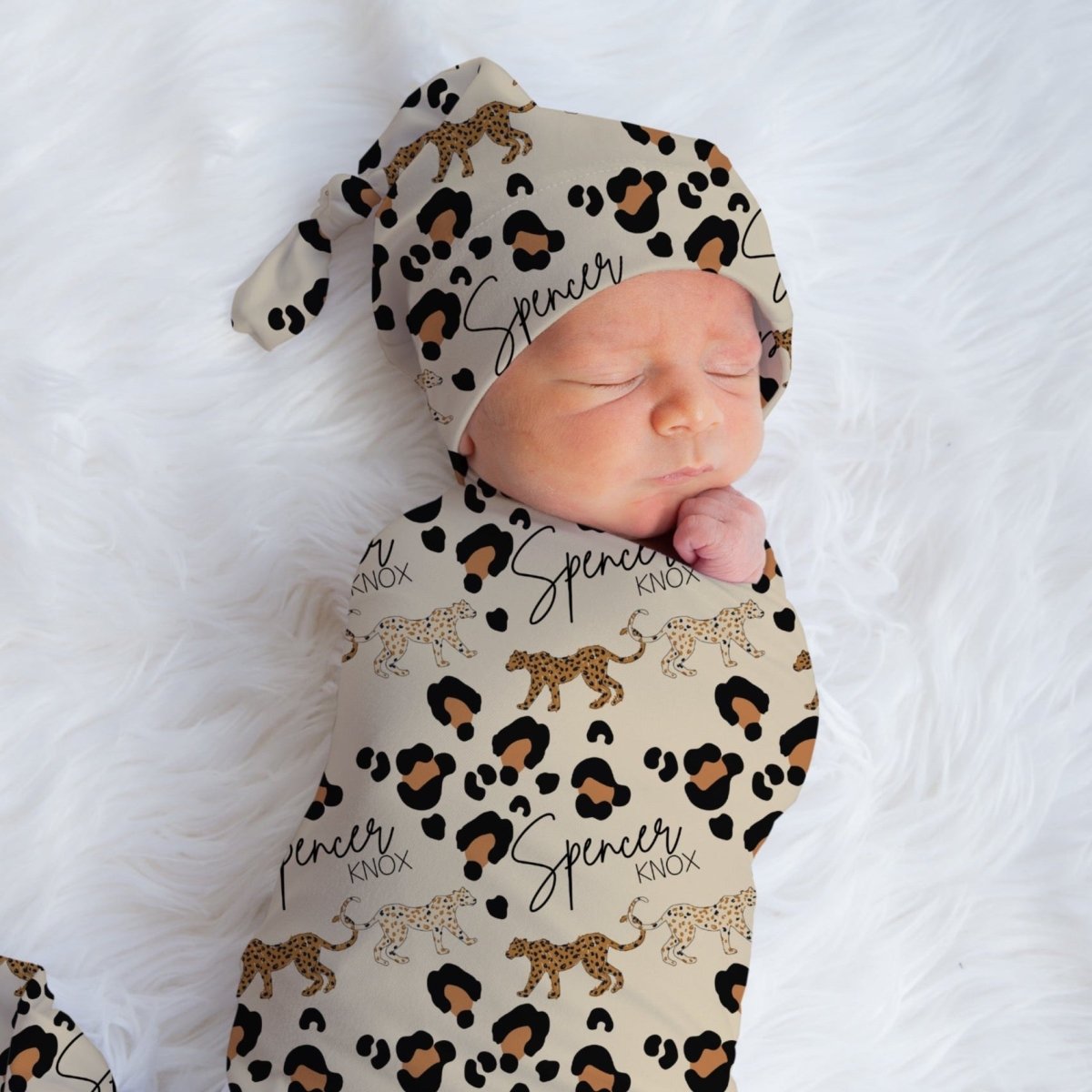 Luxe Leopard Personalized Swaddle Blanket Set