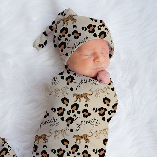 Luxe Leopard Personalized Swaddle Blanket Set - gender_boy, gender_neutral, Luxe Leopard