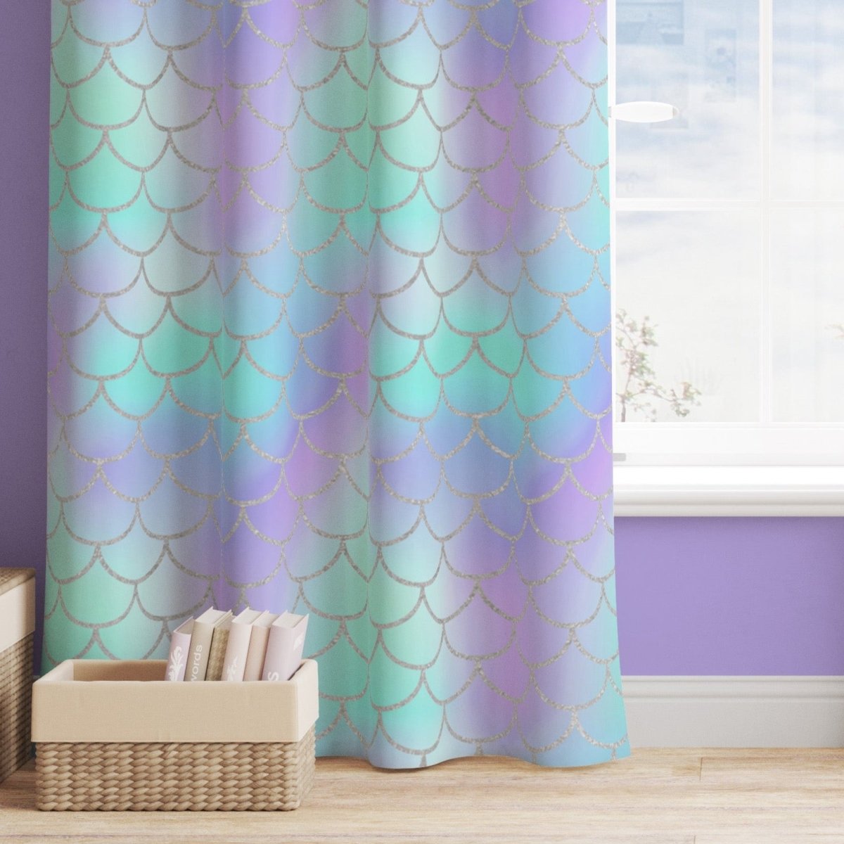 Mermaid Love Curtain Panel - gender_girl, Mermaid Love, Theme_Ocean