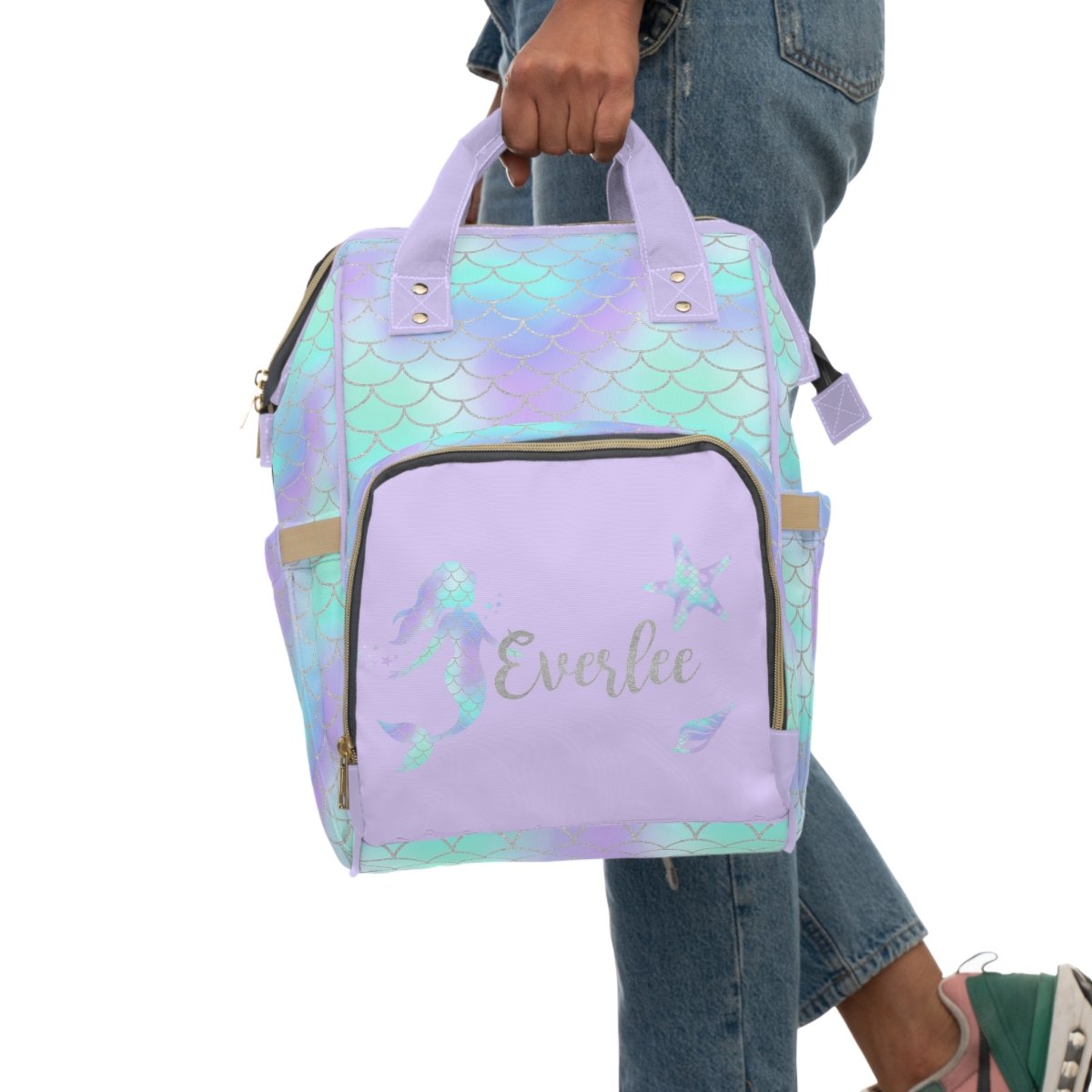 Mermaid Love Personalized Backpack Diaper Bag - gender_girl, Mermaid Love, text