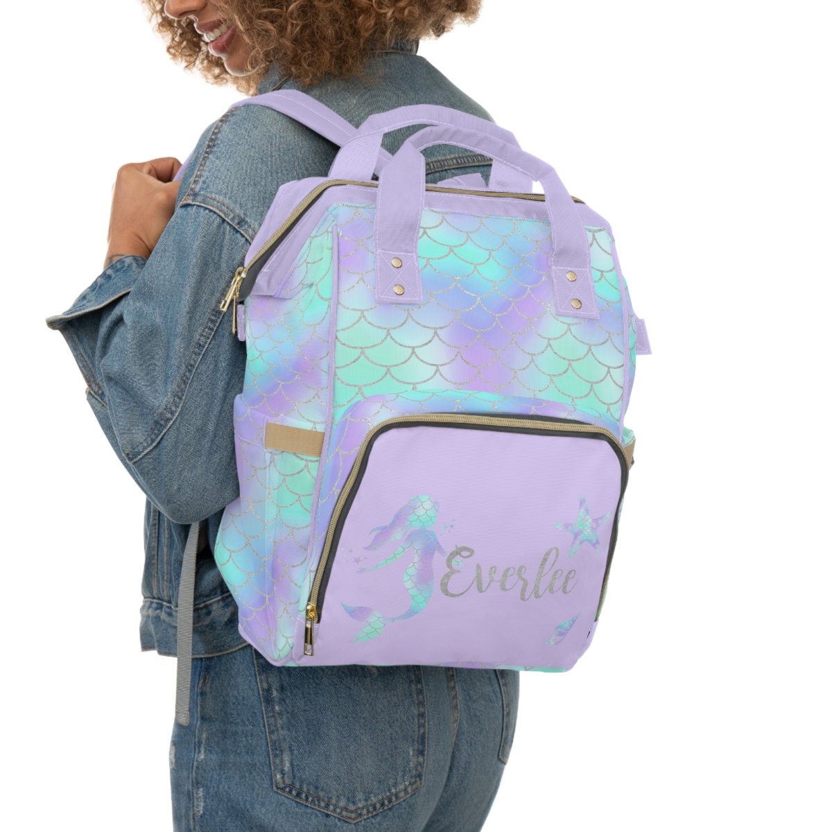 Mermaid Love Personalized Backpack Diaper Bag - gender_girl, Mermaid Love, text