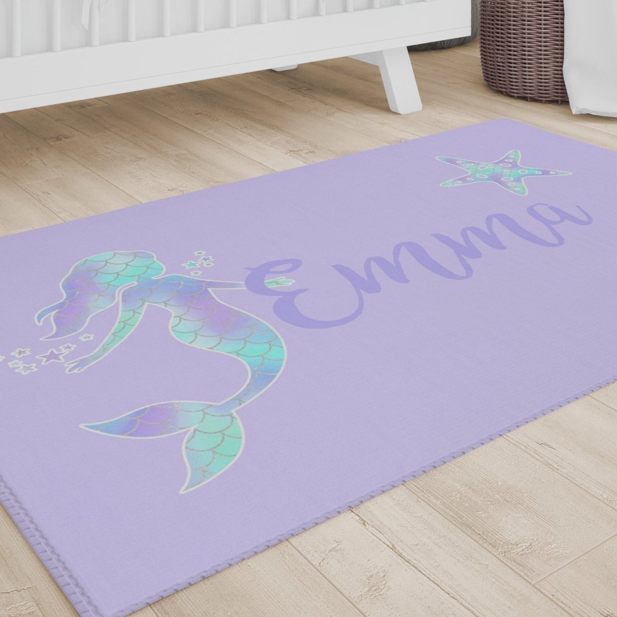 Mermaid Love Personalized Nursery Rug - gender_girl, Mermaid Love, text