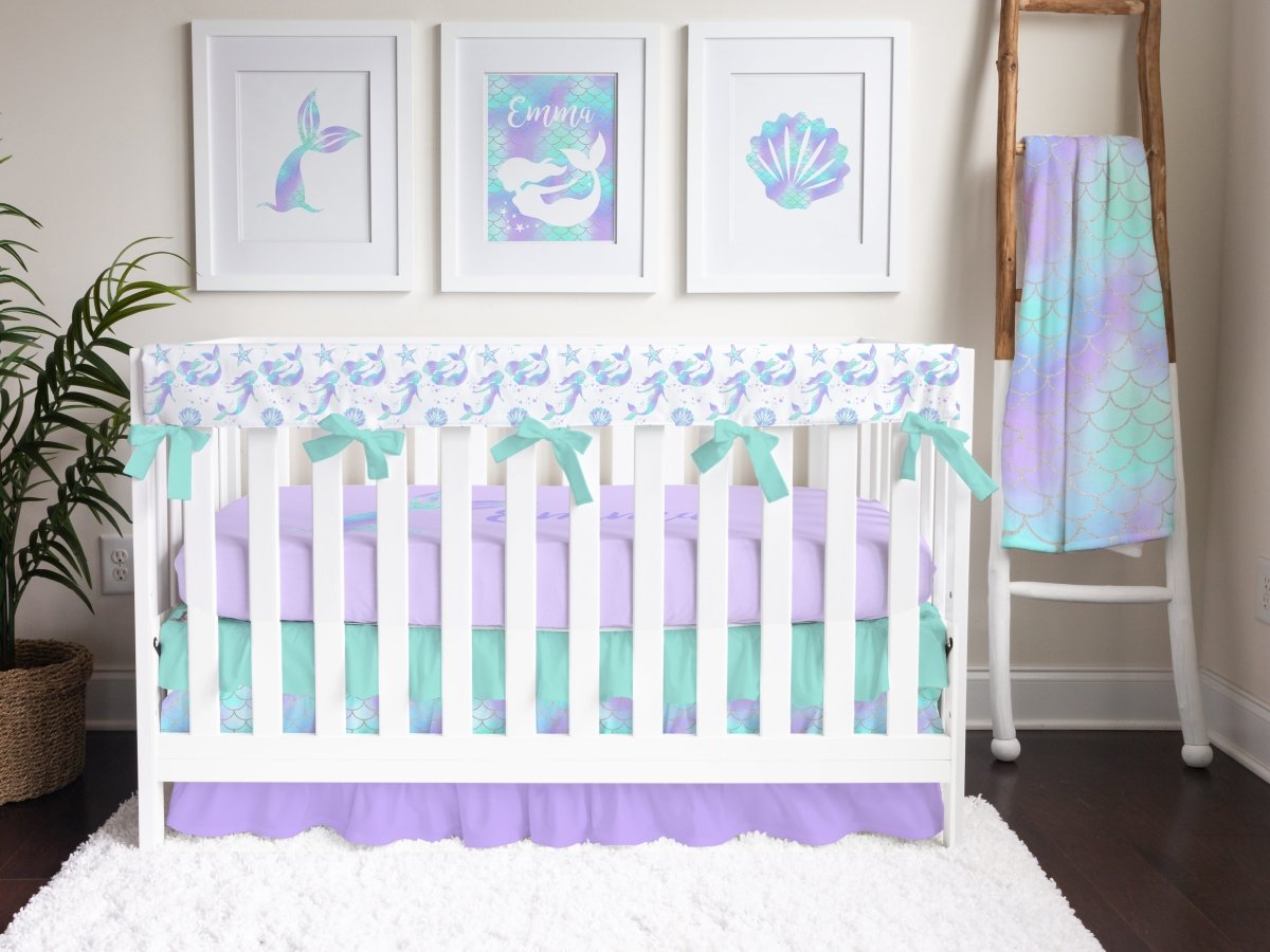 Mermaid Love Ruffled Crib Bedding - gender_girl, Mermaid Love, text