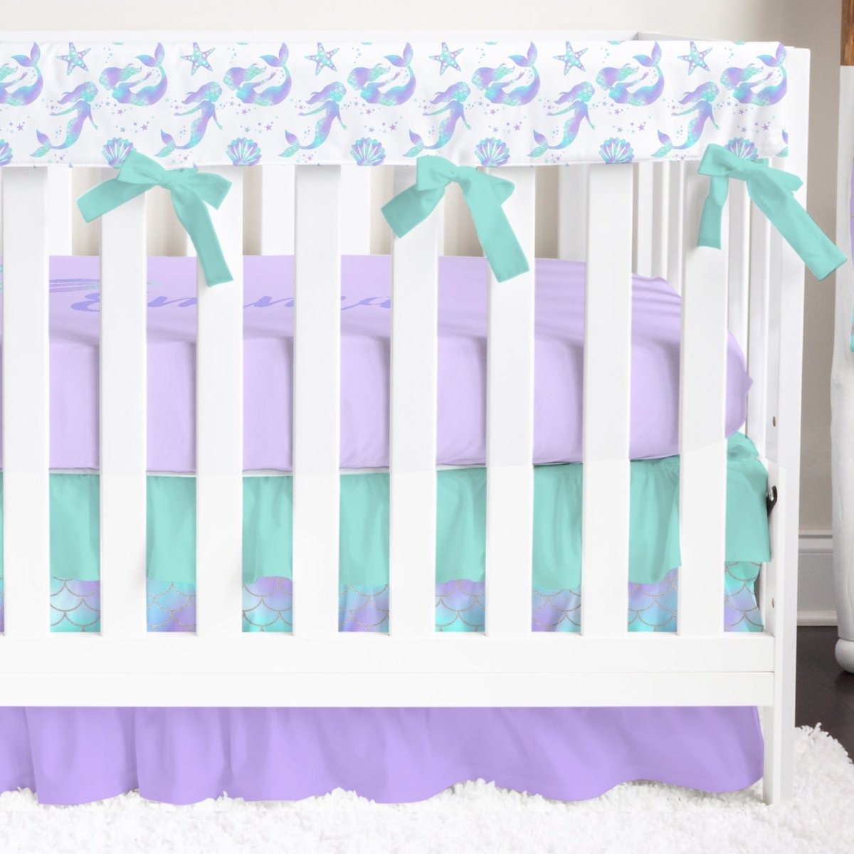 Mermaid Love Ruffled Crib Bedding - gender_girl, Mermaid Love, text