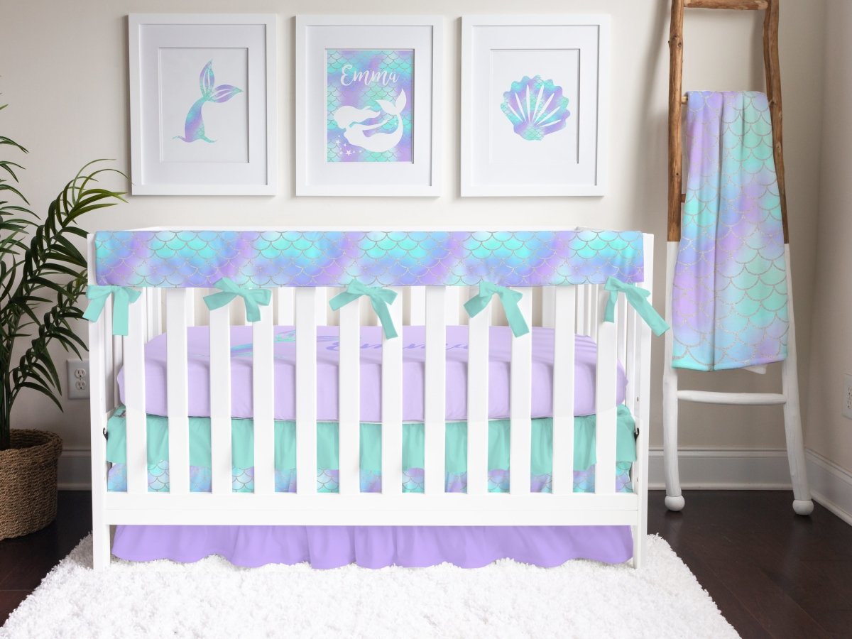 Mermaid Love Scales Crib Rail Guards - gender_girl, Mermaid Love, Theme_Ocean