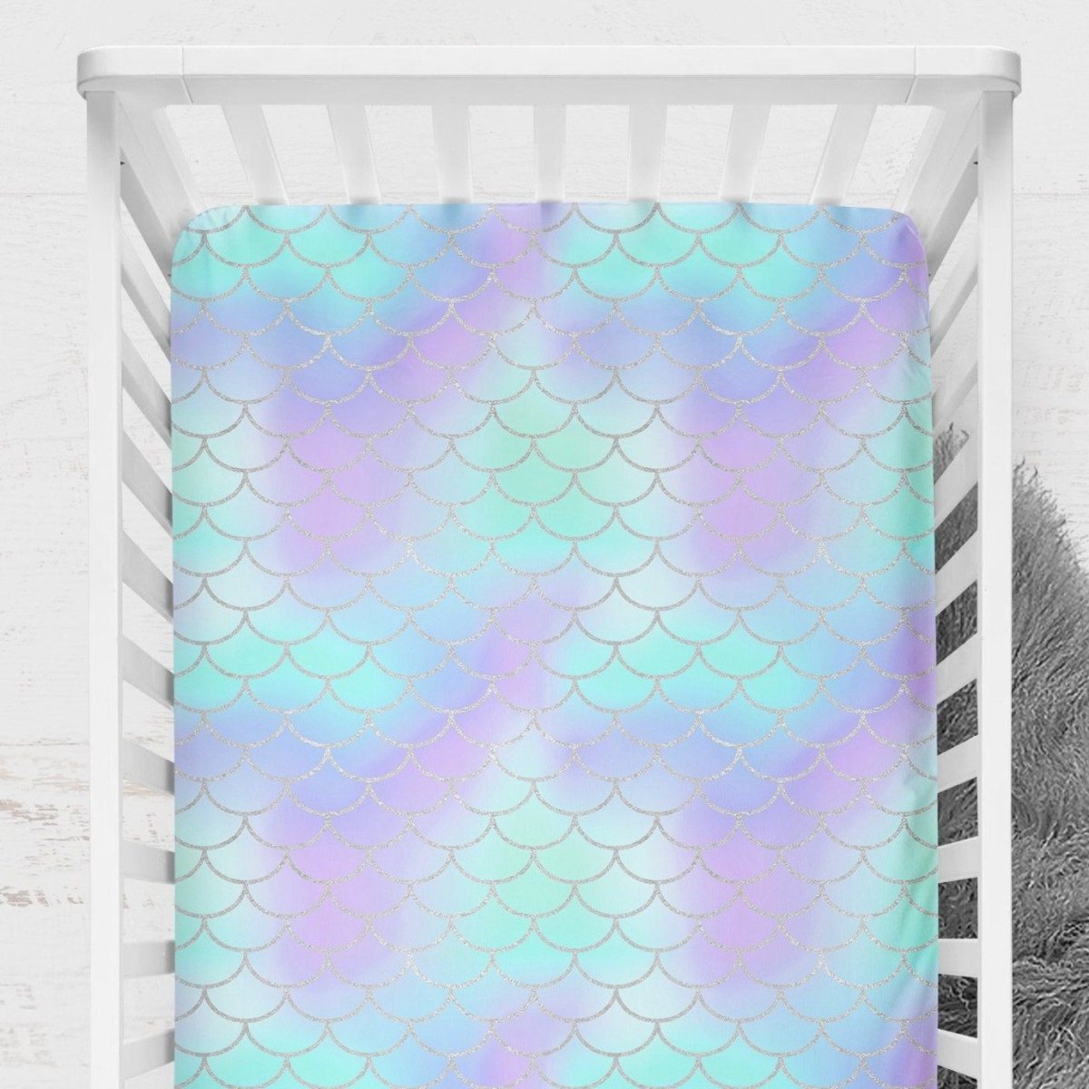 Mermaid Love Scales Crib Sheet - gender_girl, Theme_Ocean,