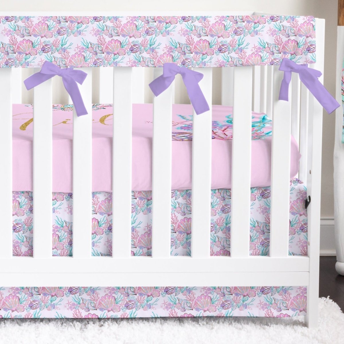 Mermaid Seashells Crib Bedding - gender_girl, Mermaid Seashells, text