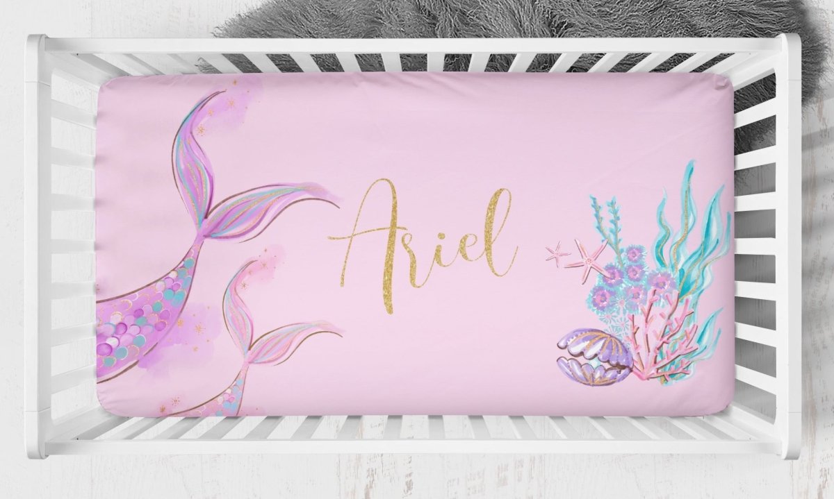 Mermaid Seashells Crib Bedding - gender_girl, Mermaid Seashells, text