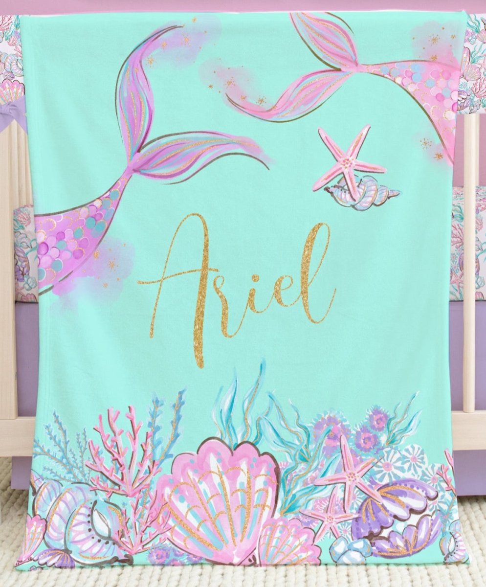 Mermaid Seashells Crib Bedding - Crib Bedding Sets