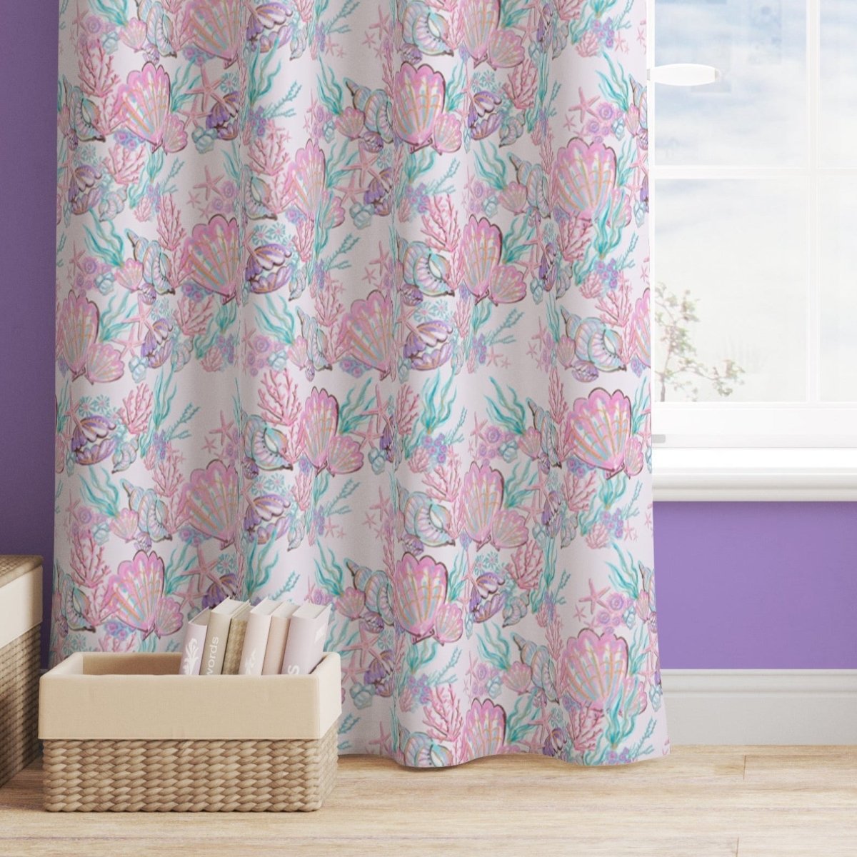 Mermaid Seashells Curtain Panel - gender_girl, Mermaid Seashells, Theme_Ocean