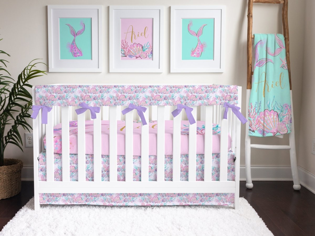 Mermaid Seashells Flat Crib Skirt - Crib Skirt