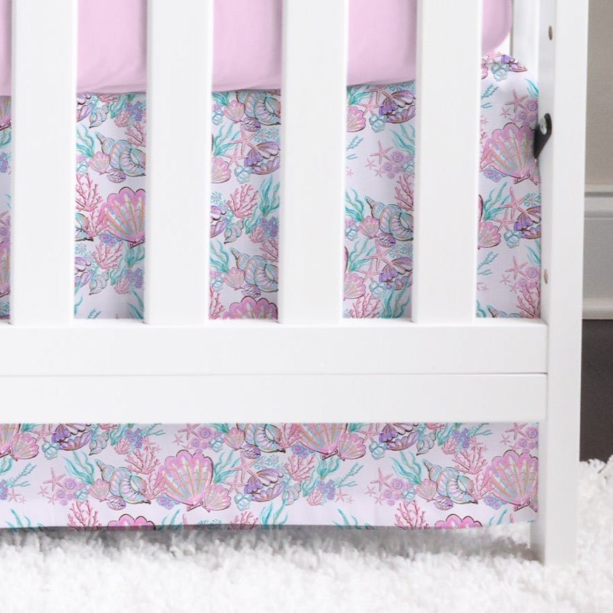 Mermaid Seashells Flat Crib Skirt - Crib Skirt