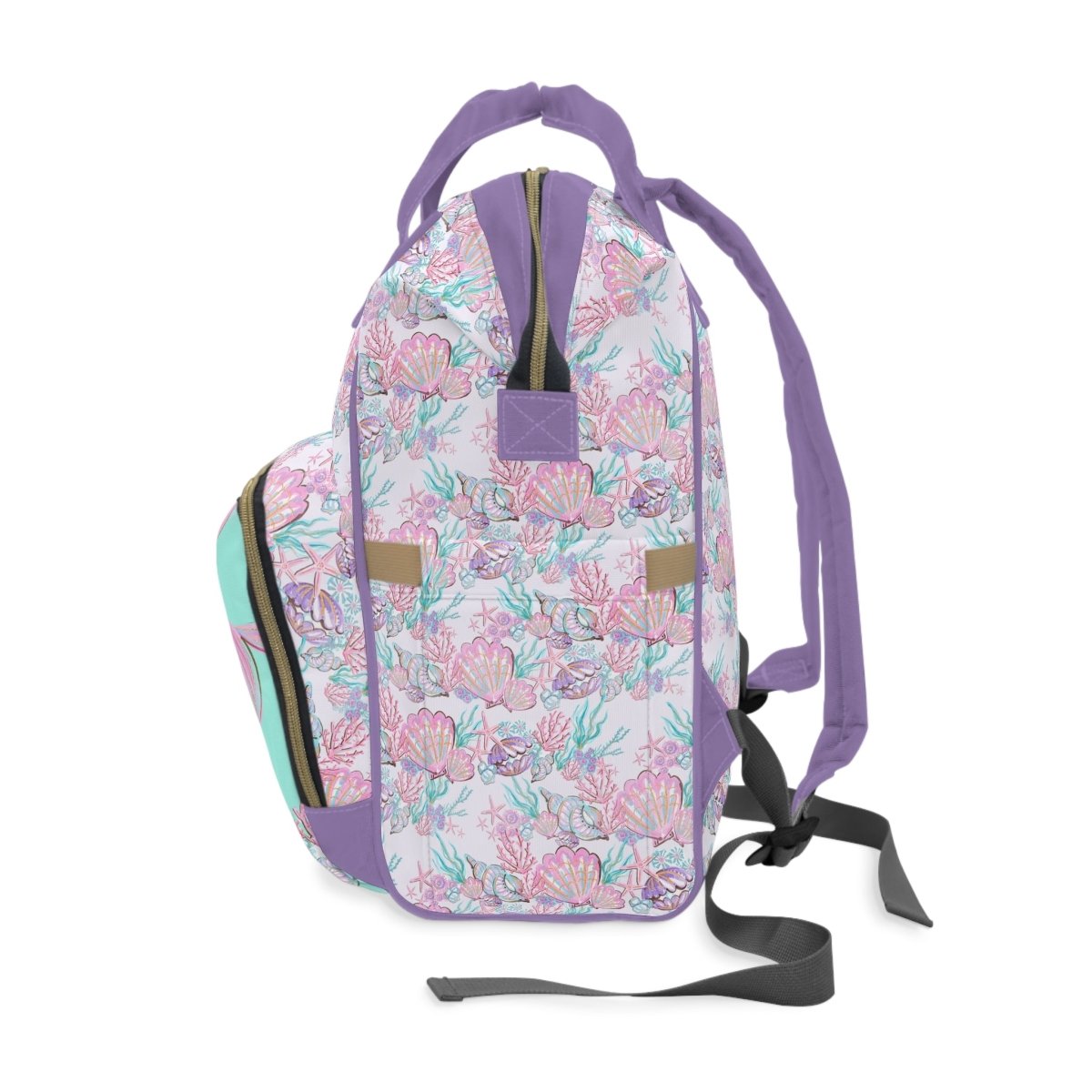 Mermaid Seashells Personalized Backpack Diaper Bag - gender_girl, Mermaid Seashells, text