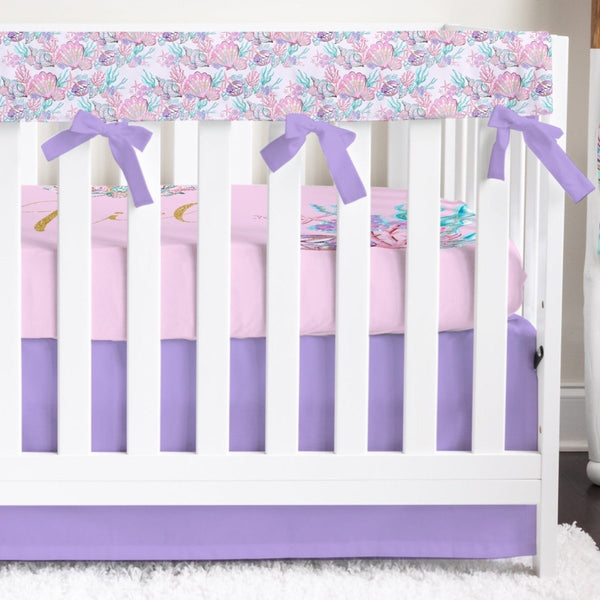 Mermaid Seashells Solid Crib Bedding - gender_girl, Mermaid Seashells, text