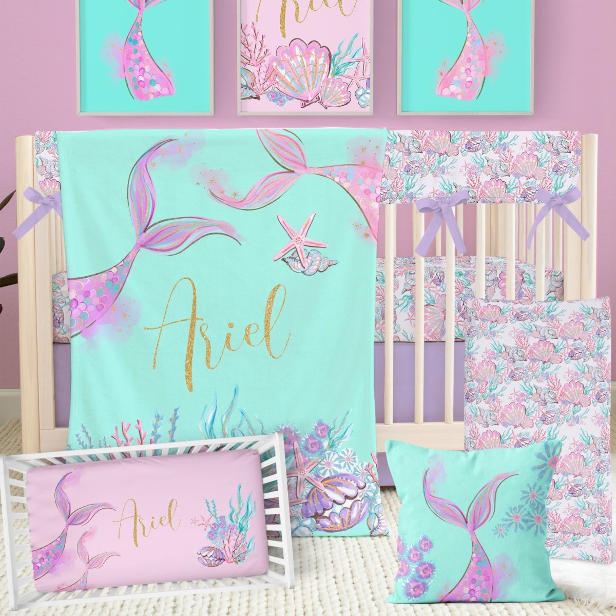 Mermaid Seashells Throw Pillow - gender_girl, Mermaid Seashells, Theme_Ocean