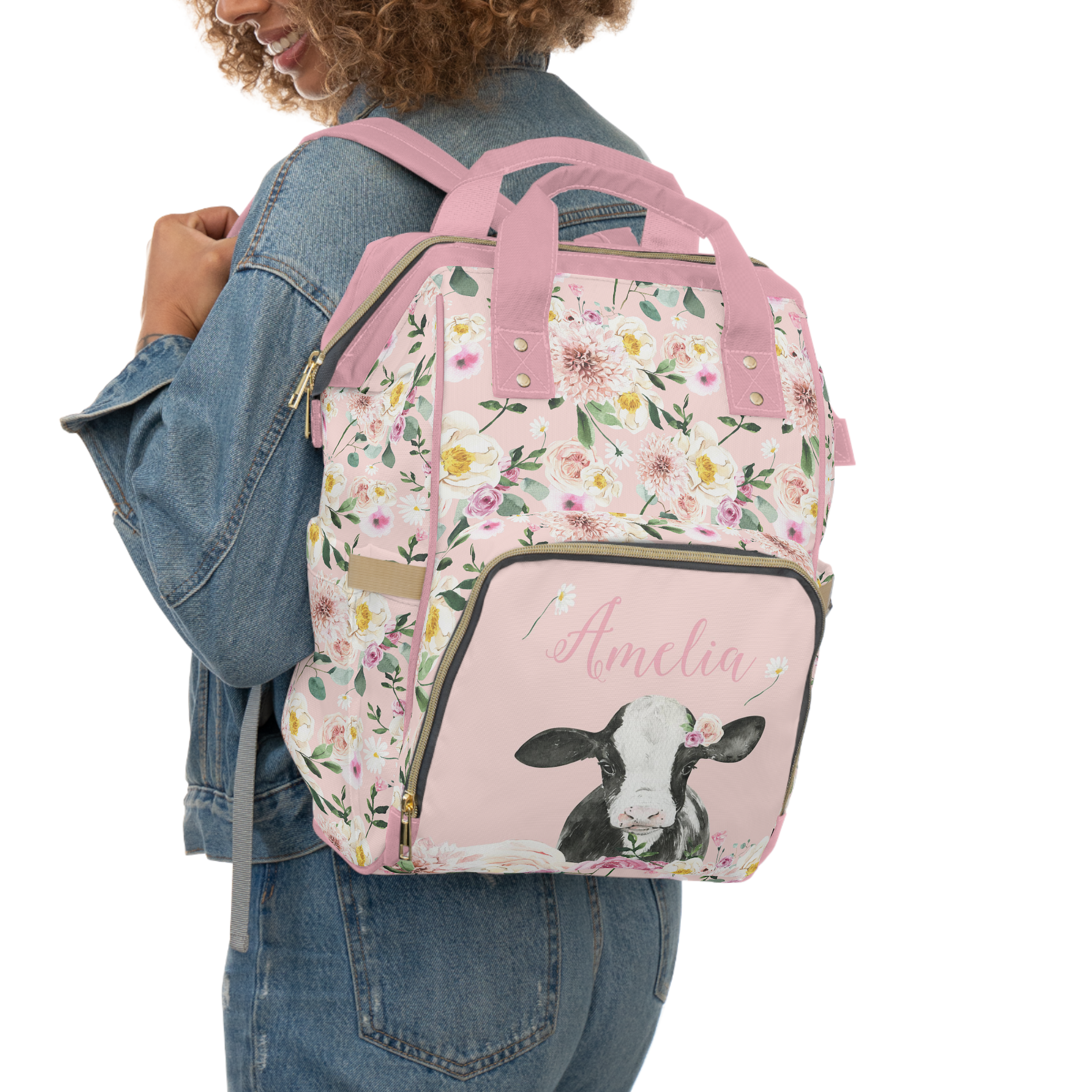 Farm Floral Personalized Backpack Diaper Bag