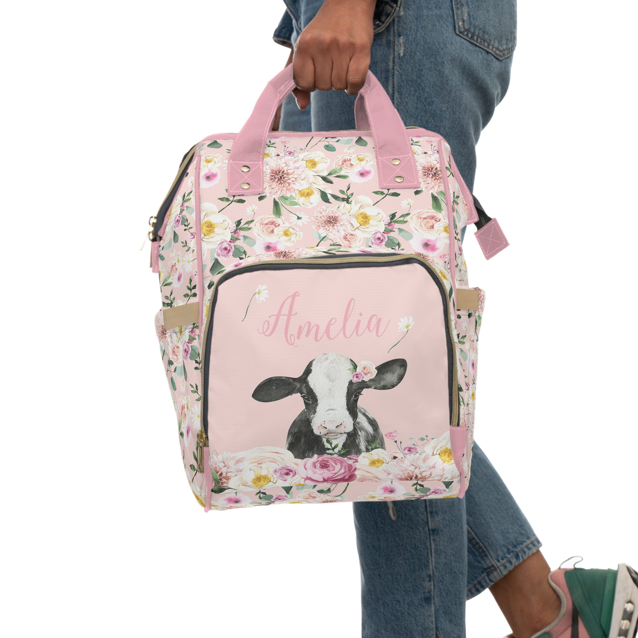 Farm Floral Personalized Backpack Diaper Bag