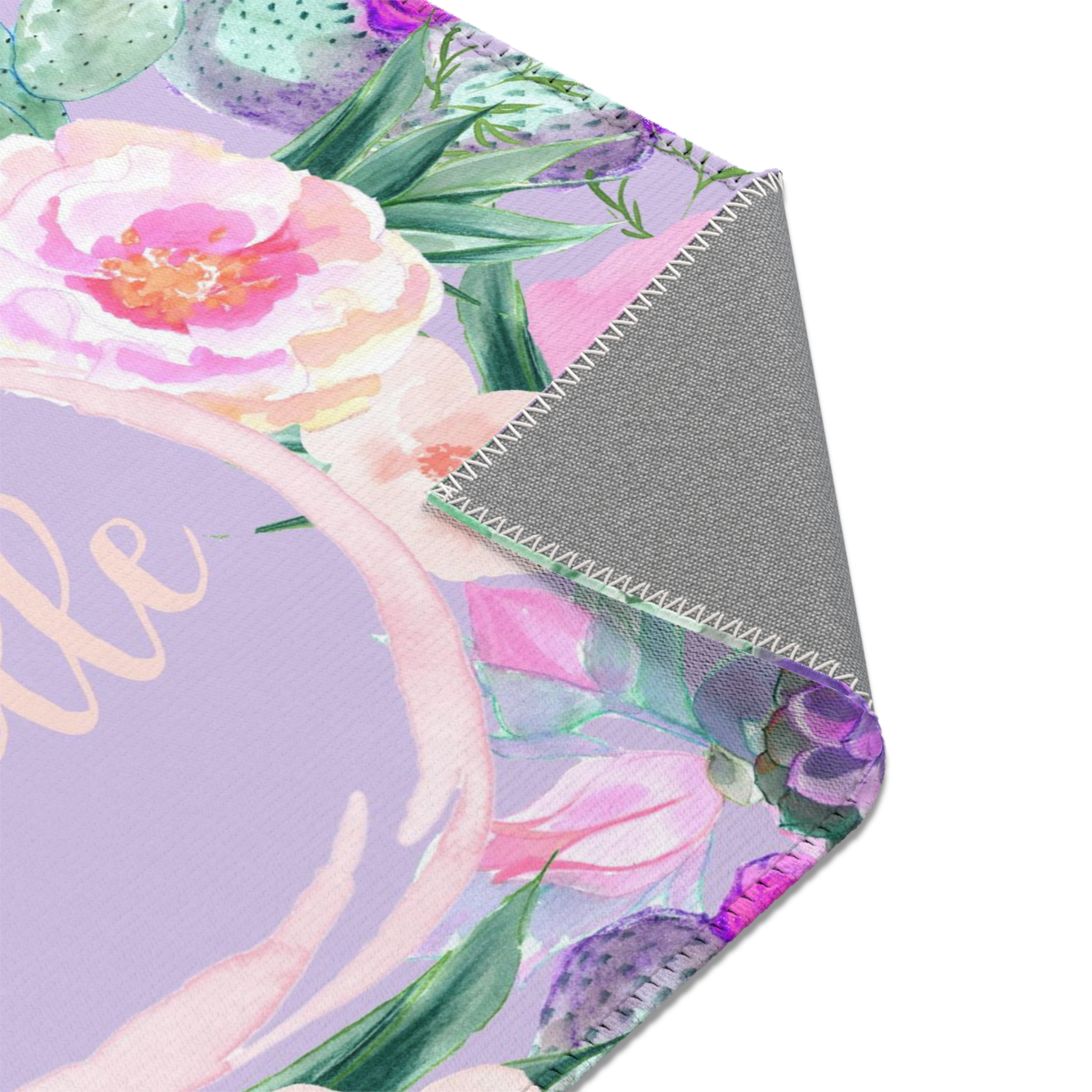 Cactus Floral Personalized Nursery Rug - Cactus Floral, gender_girl, text