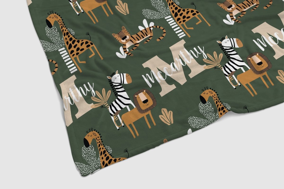 Mod Safari Personalized Baby Blanket - gender_boy, Mod Safari, Personalized_Yes