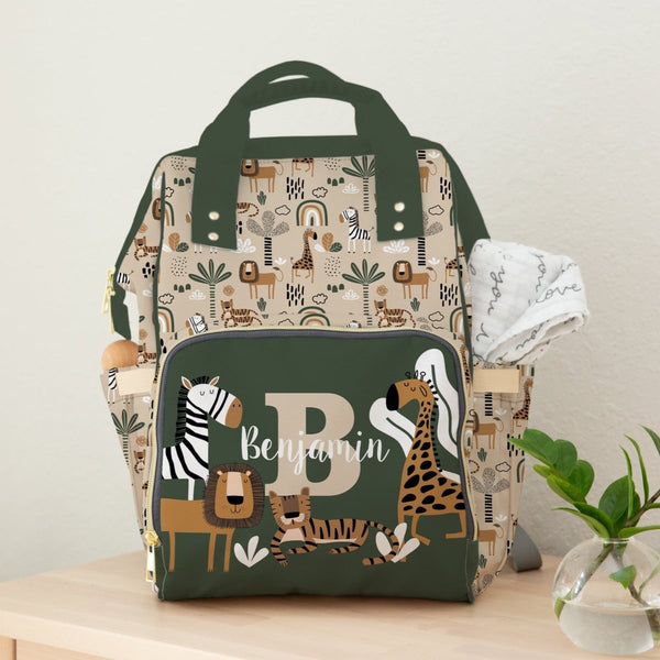 Mod Safari Personalized Backpack Diaper Bag - gender_boy, Mod Safari, text