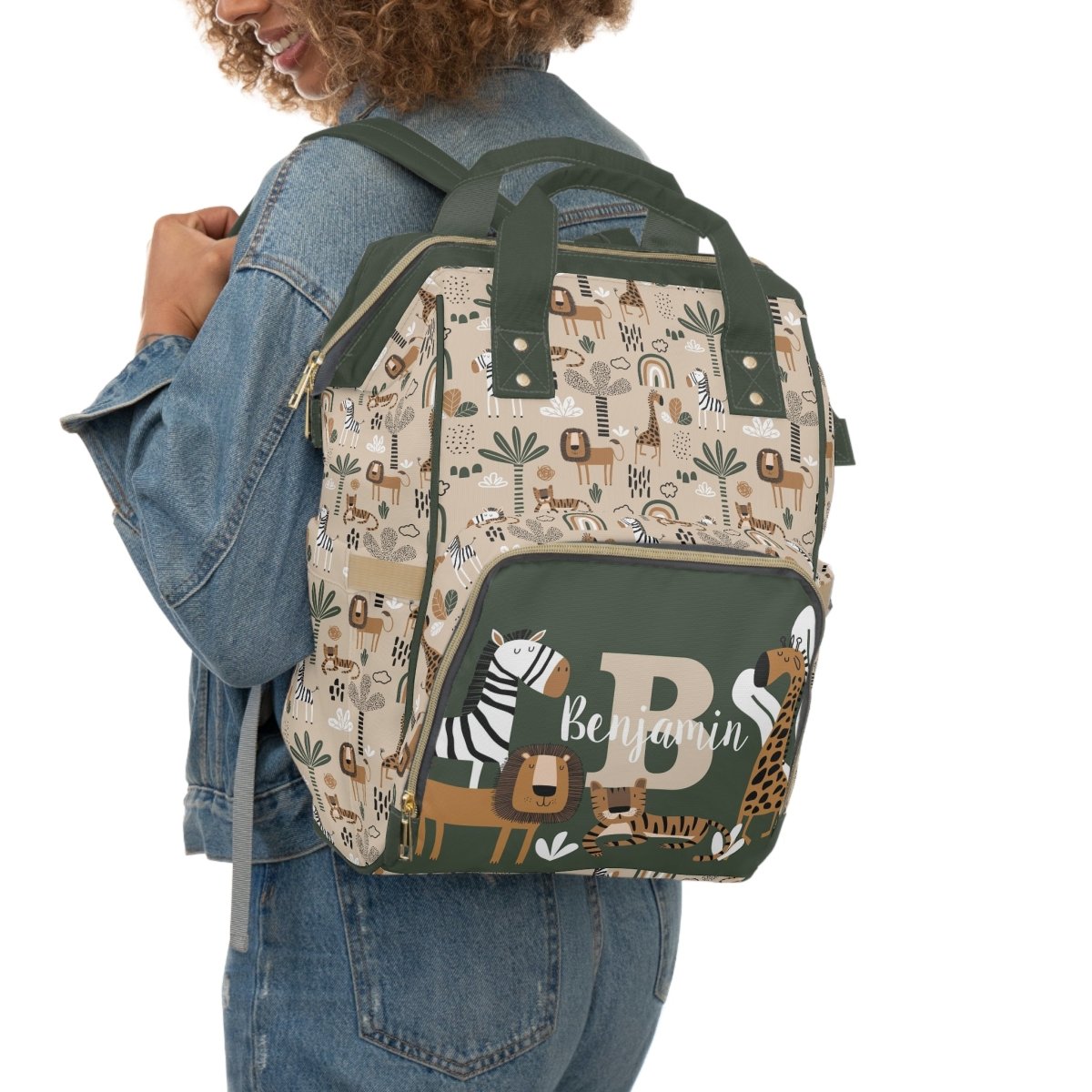 Mod Safari Personalized Backpack Diaper Bag - gender_boy, Mod Safari, text
