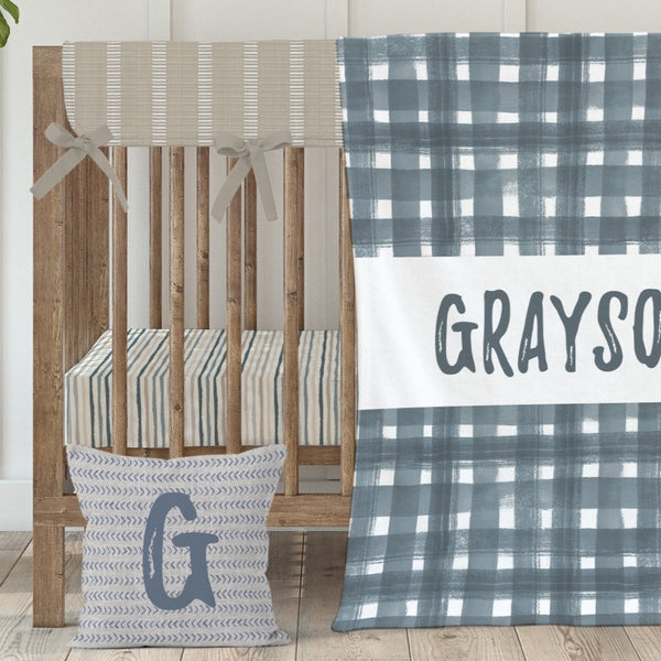 Modern Farmhouse Hashes Crib Bedding - gender_boy, Modern Farmhouse, text