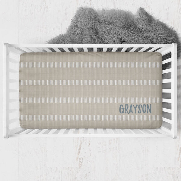 Modern Farmhouse Personalized Crib Sheet - gender_boy, gender_neutral, Personalized_Yes