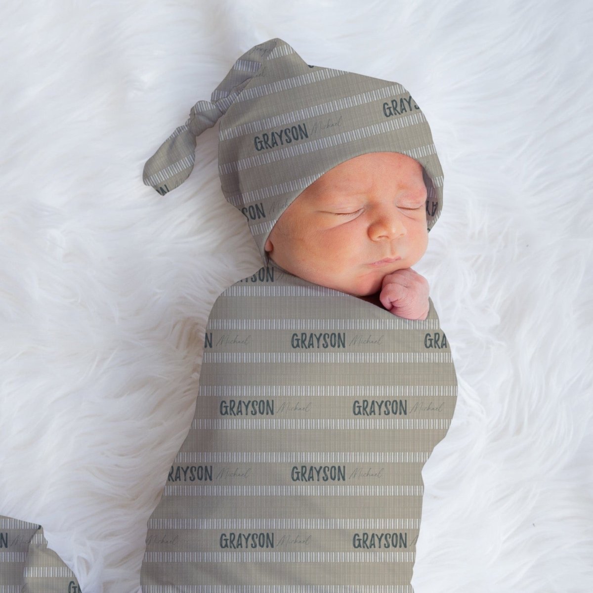 Modern Farmhouse Personalized Swaddle Blanket Set - Modern Farmhouse, text,