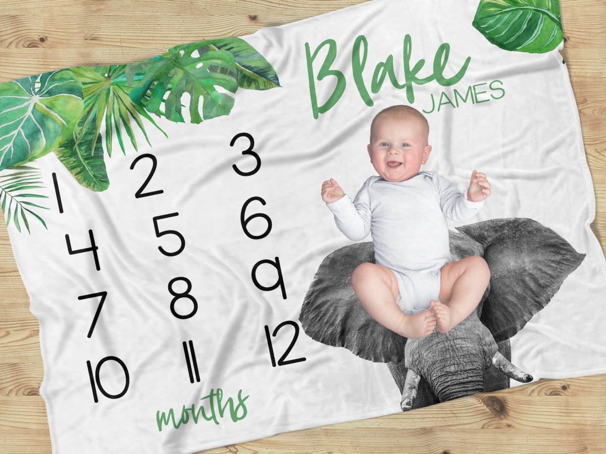 Modern Jungle Milestone Minky Blanket - Minky Blanket