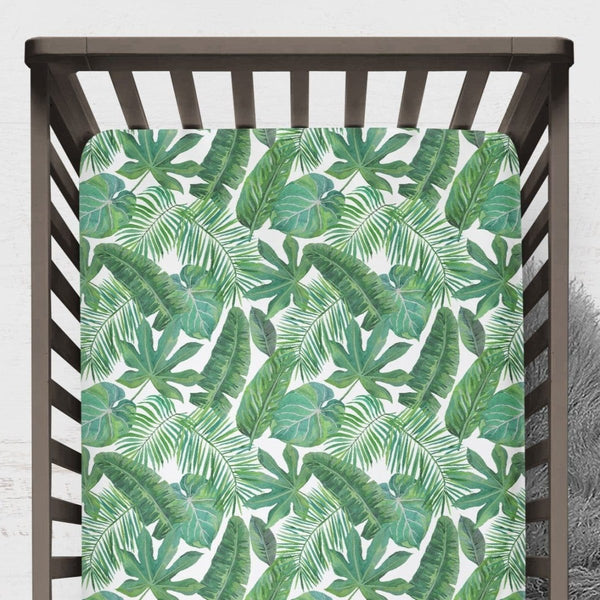 Modern Jungle Palm Crib Sheet