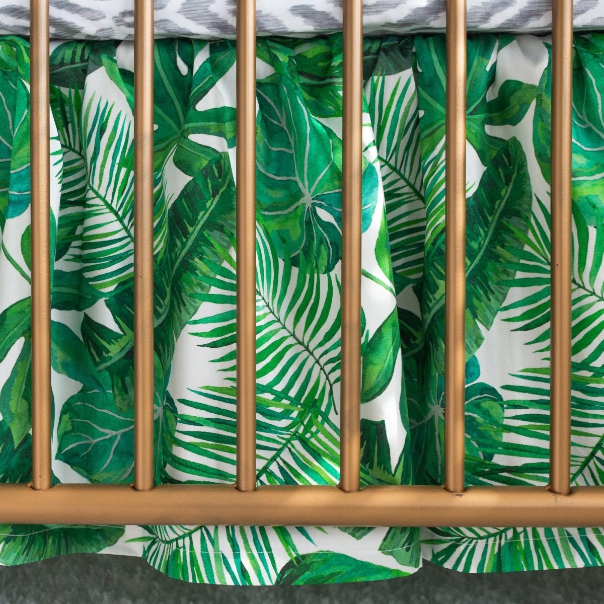 Modern Jungle Palm Gathered Crib Skirt - gender_boy, gender_neutral, Modern Jungle