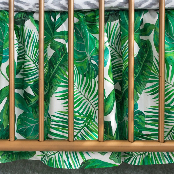 Modern Jungle Palm Gathered Crib Skirt - Crib Skirt