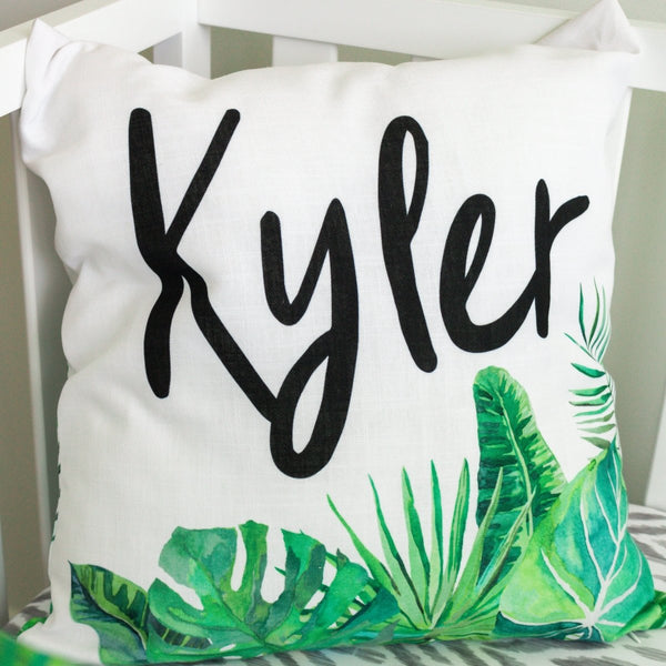 Modern Jungle Personalized Palm Nursery Pillow - gender_boy, gender_neutral, Modern Jungle