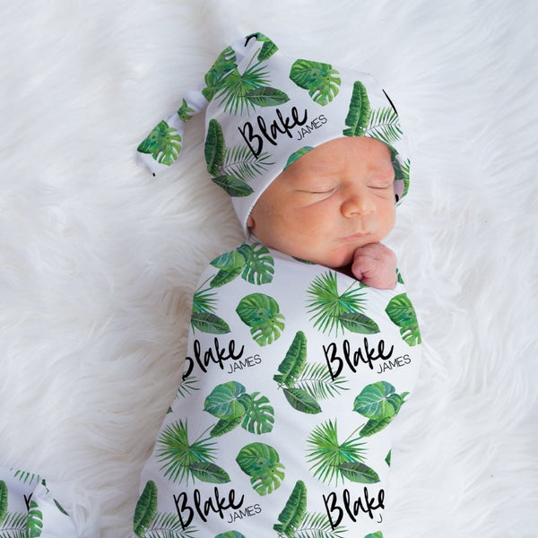 Modern Jungle Personalized Swaddle Blanket Set - gender_boy, gender_neutral, Modern Jungle