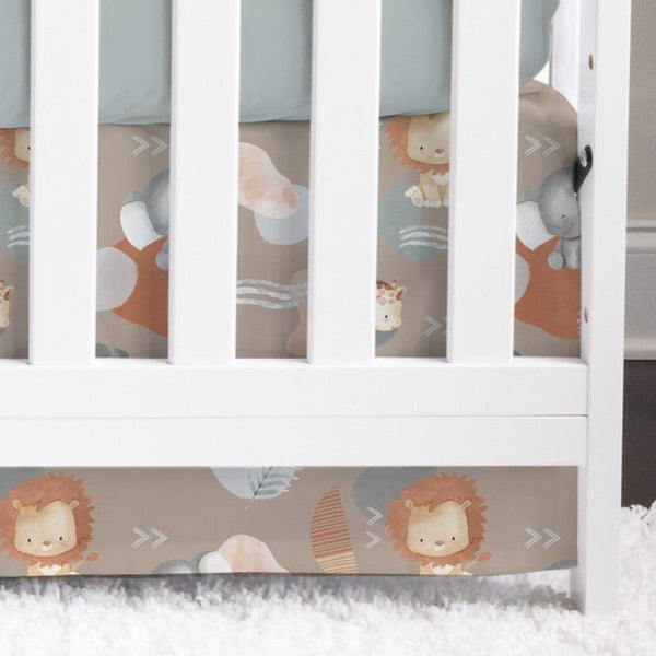 Modern Lion Dark Crib Skirt - gender_boy, Modern Lion, Theme_Jungle