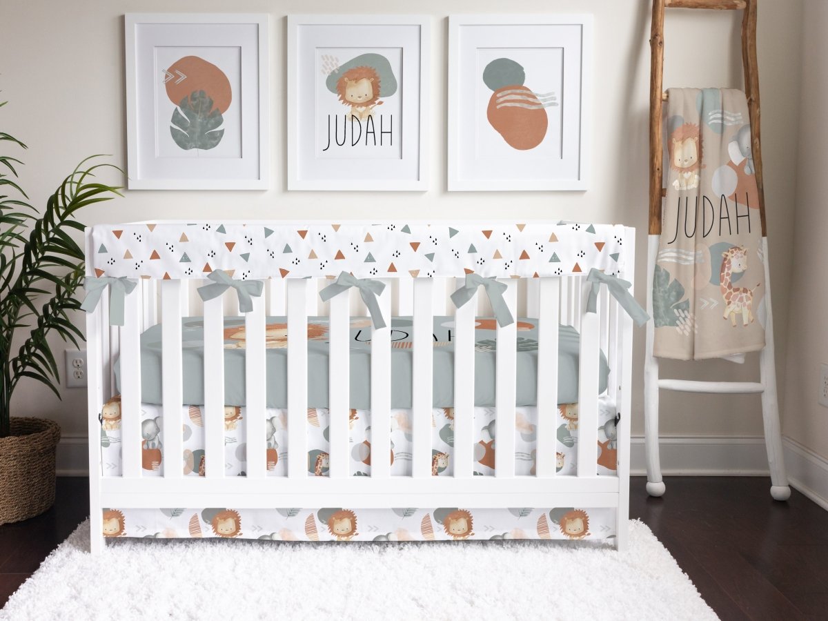 Modern Lion Dark Personalized Crib Bedding - gender_boy, Modern Lion, text