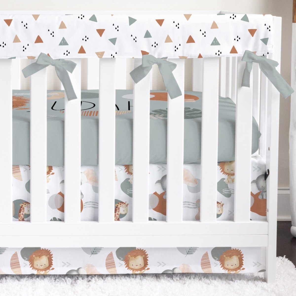 Modern Lion Dark Personalized Crib Bedding - gender_boy, Modern Lion, text