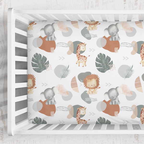 Modern Lion Light Crib Sheet - gender_boy, Modern Lion, Theme_Jungle