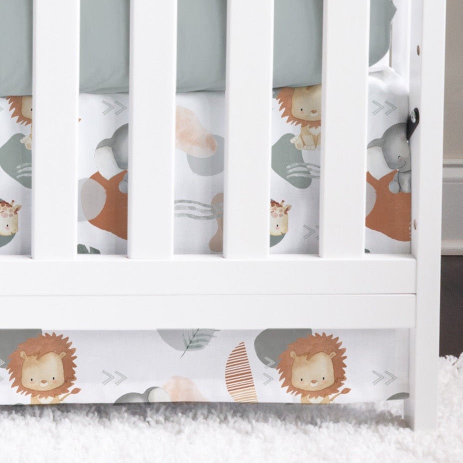 Modern Lion Light Crib Skirt - gender_boy, Modern Lion, Theme_Jungle
