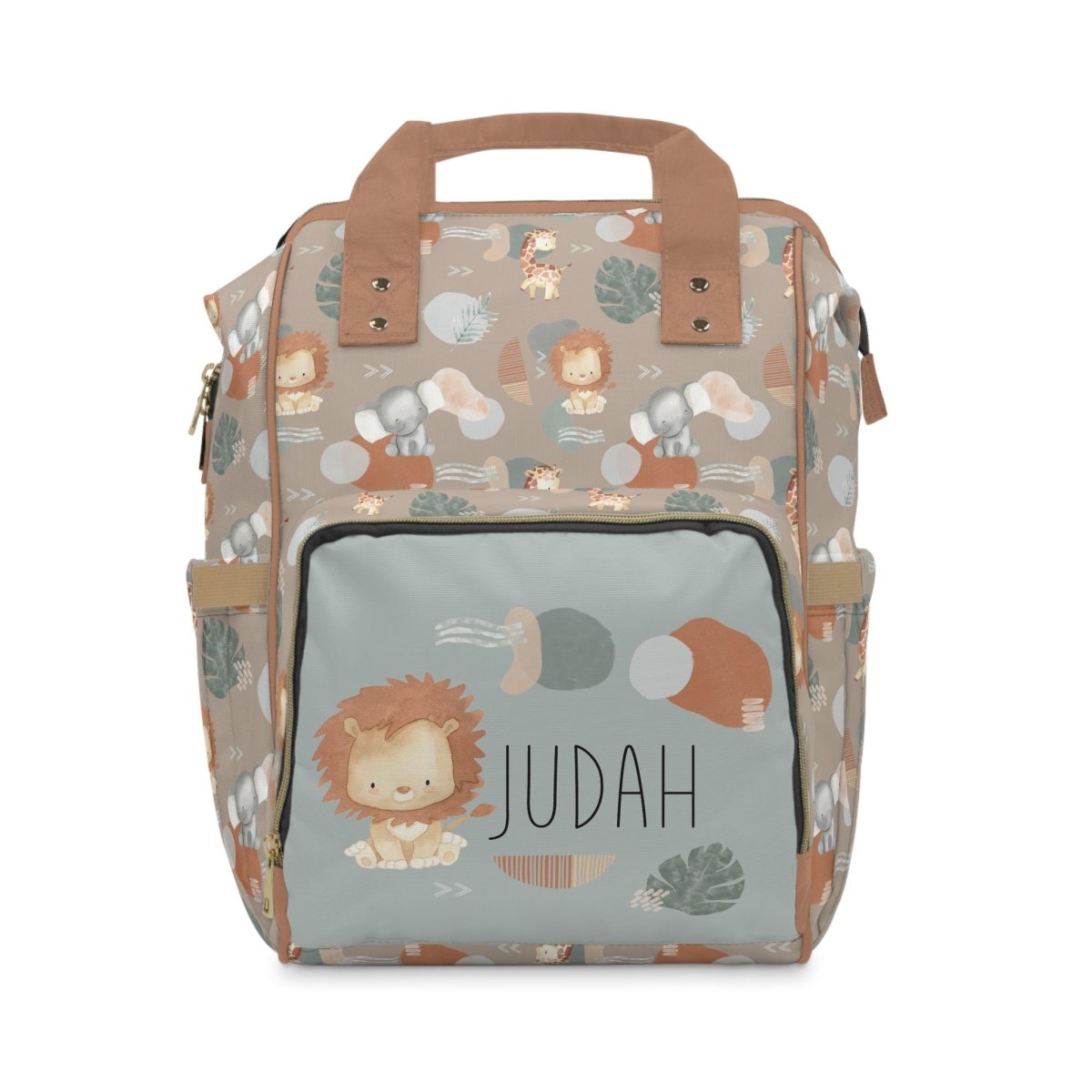 Modern Lion Personalized Backpack Diaper Bag - gender_boy, Modern Lion, text