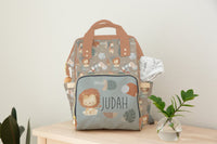 Modern Lion Personalized Backpack Diaper Bag - gender_boy, Modern Lion, text