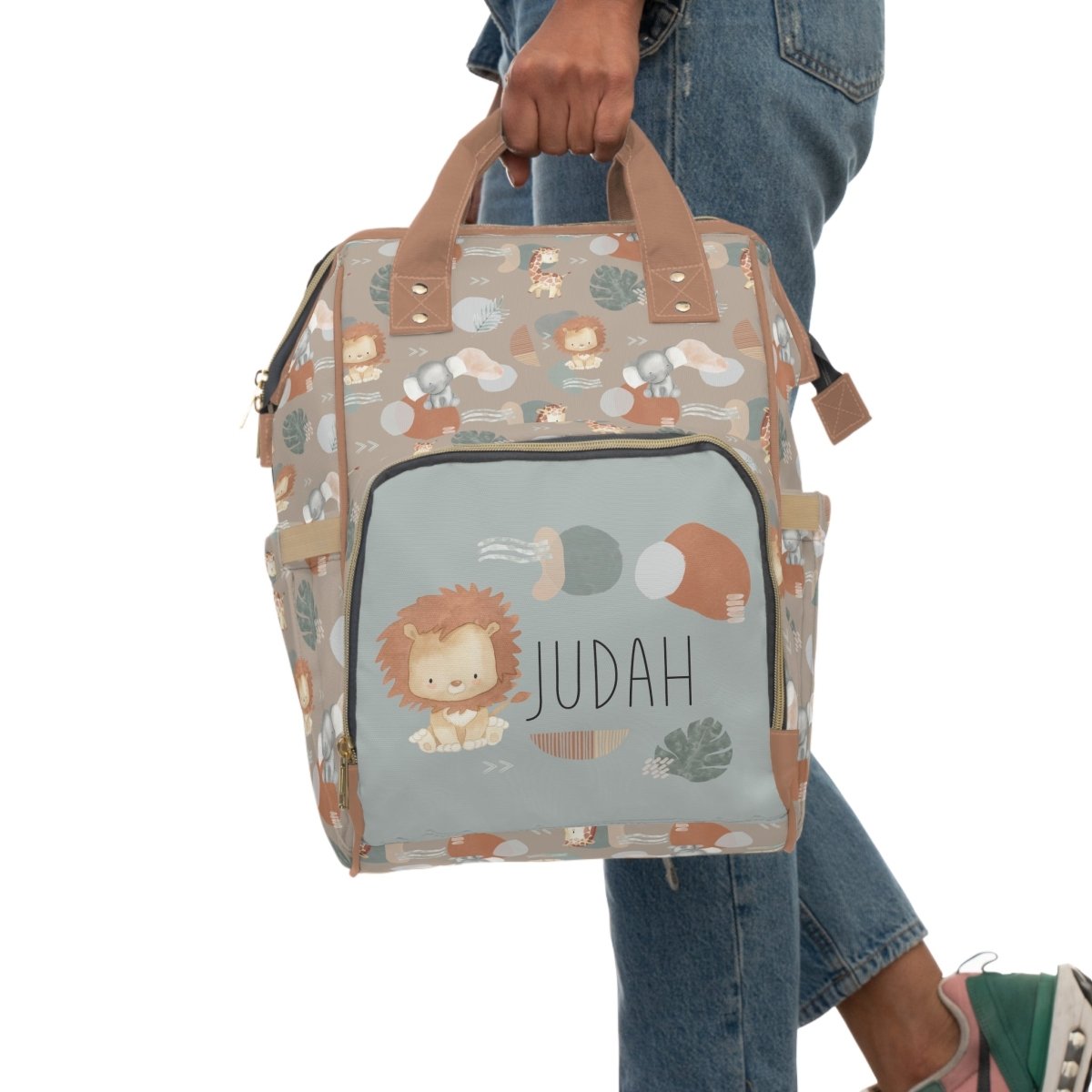 Modern Lion Personalized Backpack Diaper Bag - gender_boy, Modern Lion, text