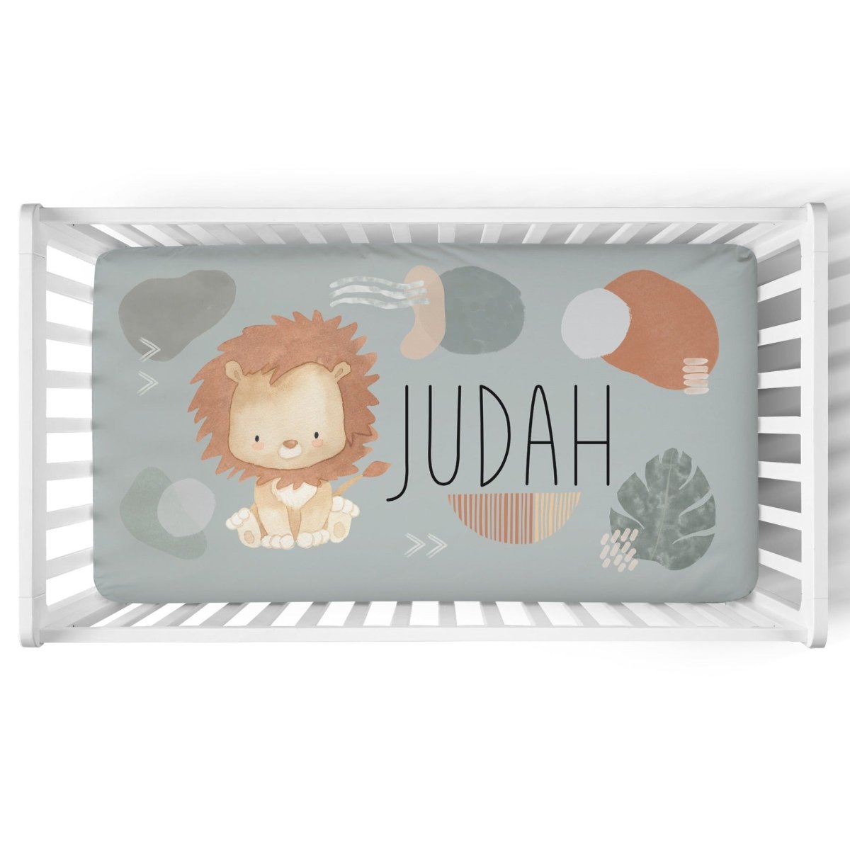 Modern Lion Personalized Crib Sheet - gender_boy, Modern Lion, Personalized_Yes