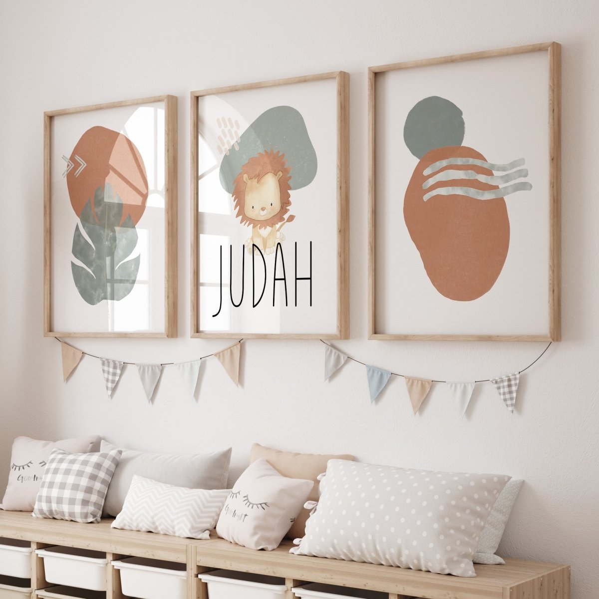 Modern Lion Personalized Nursery Art - gender_boy, Modern Lion, text